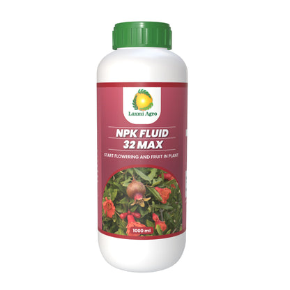 Laxmi Agro NPK FLUID 32 MAX Fertilizer | Helps maximize fruit production through targeted nutrient delivery | Plant Growth Booster | 1 Liter