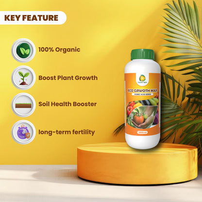 Laxmi Agro ECO GROWTH MAX Fertilizer | Growth Booster Fertilizer | Home Garden Plants | Indoor & Outdoor | All-in-One Plant Growth Enhancer & Supplement | 1 Liter