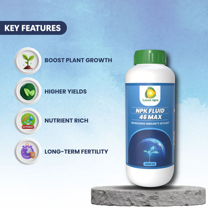 Laxmi Agro NPK FLUID 46 MAX Fertilizer |  Plant Growth and Immunity Power  | All Types of Plants And Garden | 1 Liter