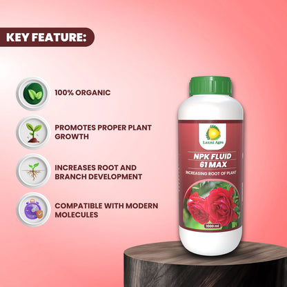 Laxmi Agro NPK FLUID 61 MAX | Proper Plant Growth | Increases root & branches of plant | 1 Liter