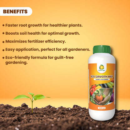 Laxmi Agro ECO GROWTH MAX Fertilizer | Growth Booster Fertilizer | Home Garden Plants | Indoor & Outdoor | All-in-One Plant Growth Enhancer & Supplement | 1 Liter