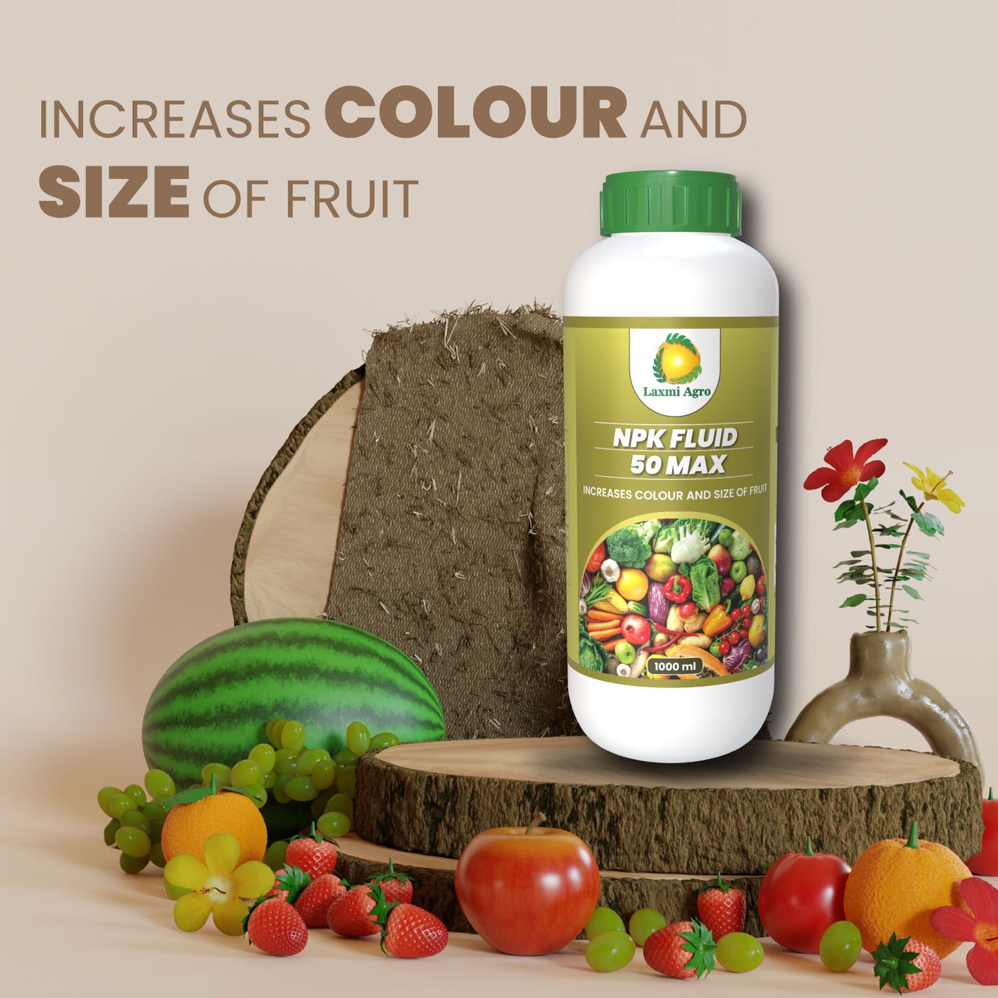 Laxmi Agro NPK FLUID 50 MAX| Fruiting and Flowering for Gardening | Increases Colour and Size of Fruit