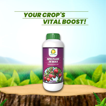 Laxmi Agro NPK FLUID 26 MAX Fertilizer | Promotes healthy and juicy fruit growth | All Types of fruits palnts | 1 Liter